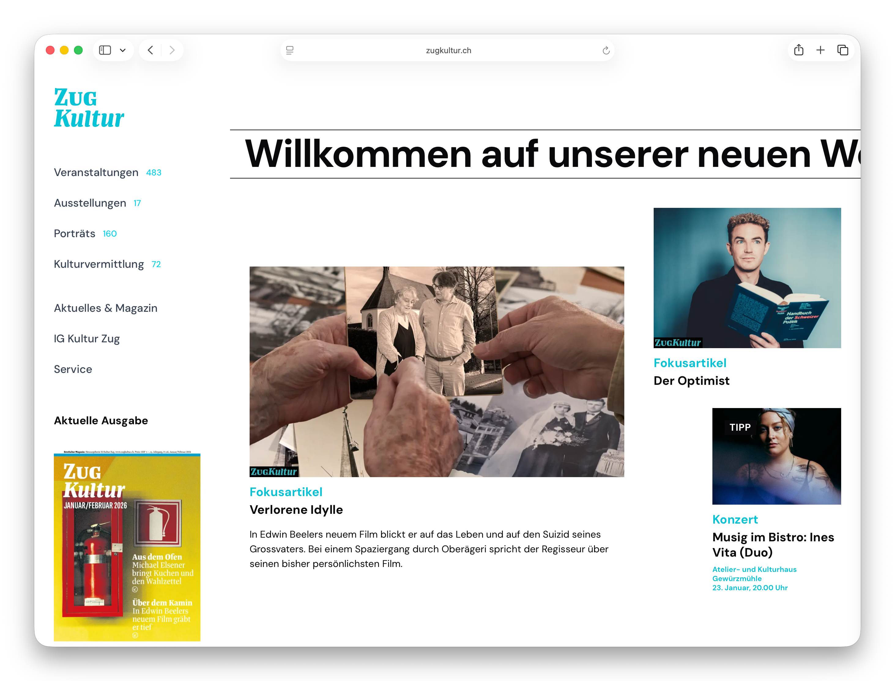 Screenshot zugkultur.ch Startseite